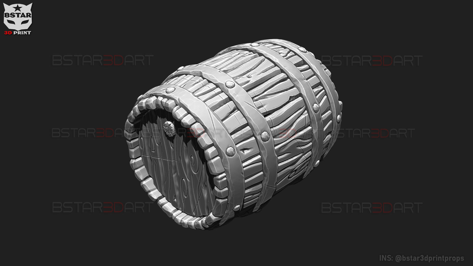 Barrel Vintage Stylized - Stand Base Miniature Figure -Mug -Vase 3D print model_14