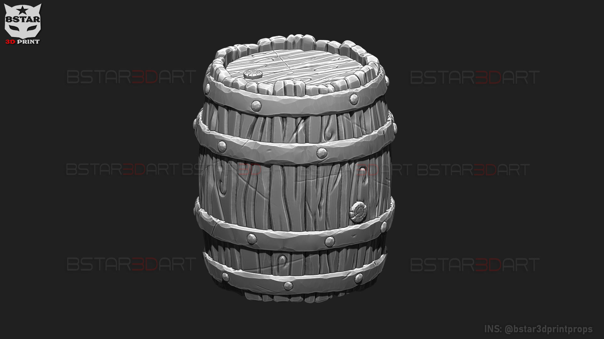 Barrel Vintage Stylized - Stand Base Miniature Figure -Mug -Vase 3D print model_12