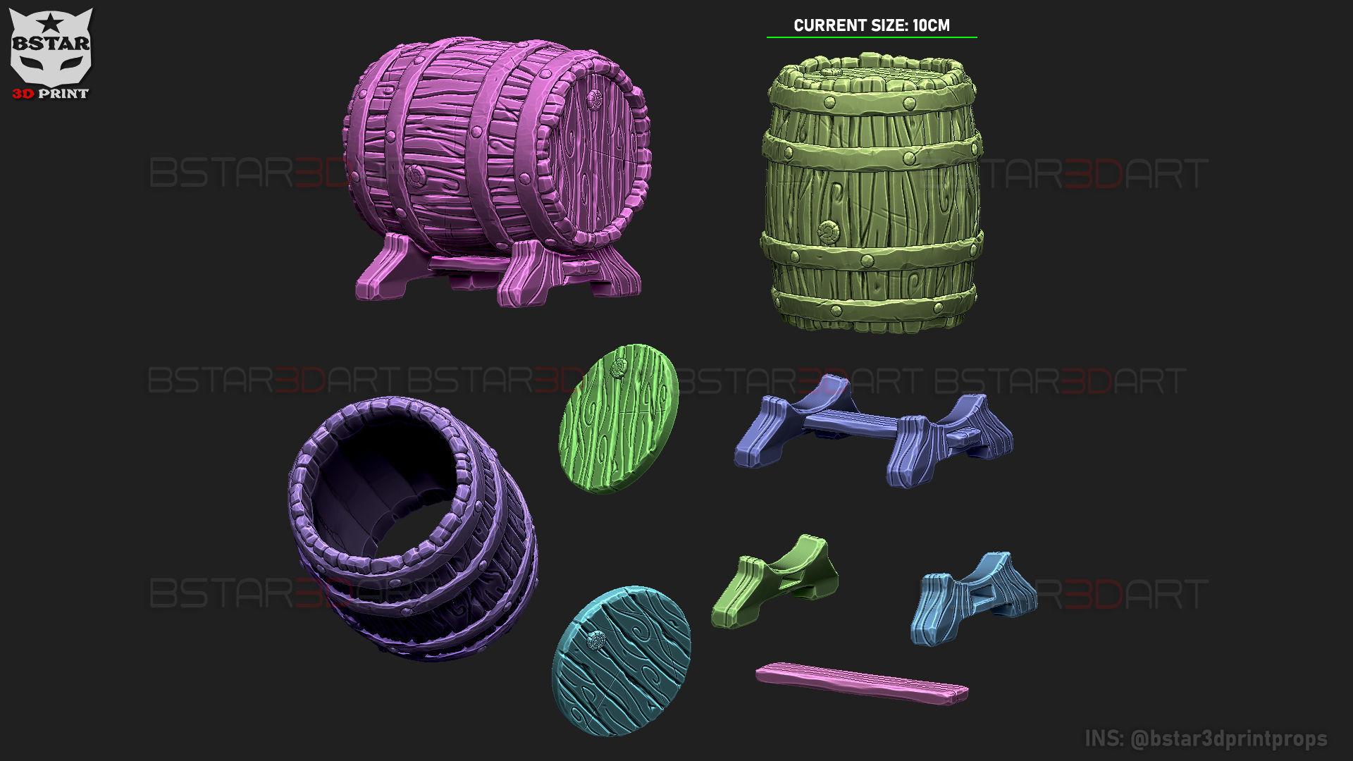 Barrel Vintage Stylized - Stand Base Miniature Figure -Mug -Vase 3D print model_6