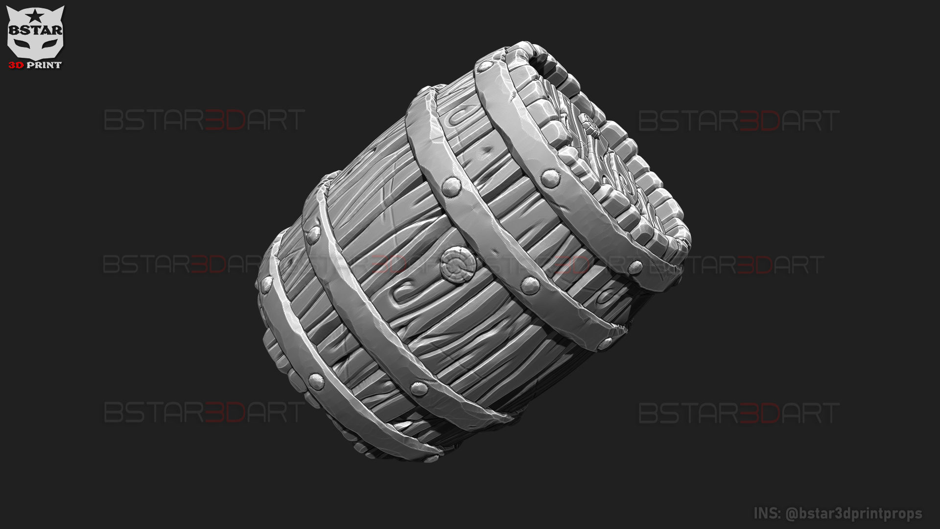 Barrel Vintage Stylized - Stand Base Miniature Figure -Mug -Vase 3D print model_16