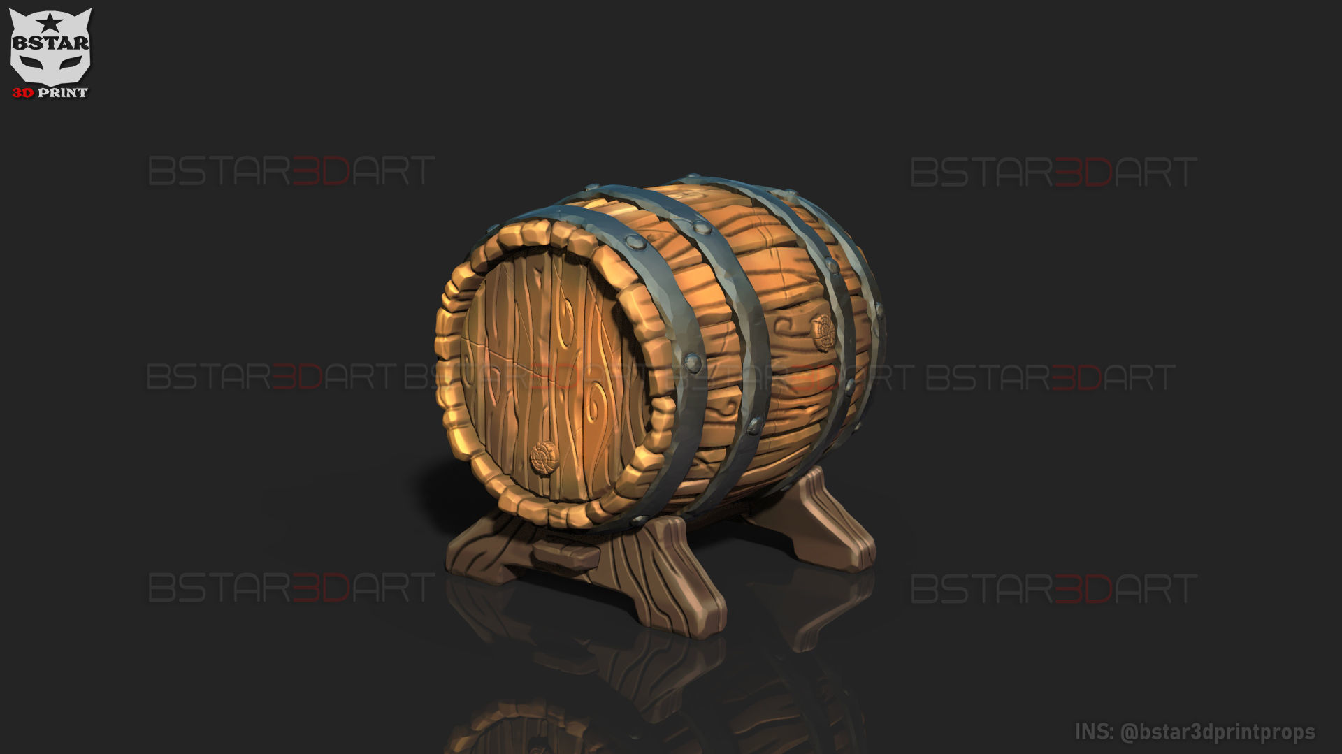 Barrel Vintage Stylized - Stand Base Miniature Figure -Mug -Vase 3D print model_8