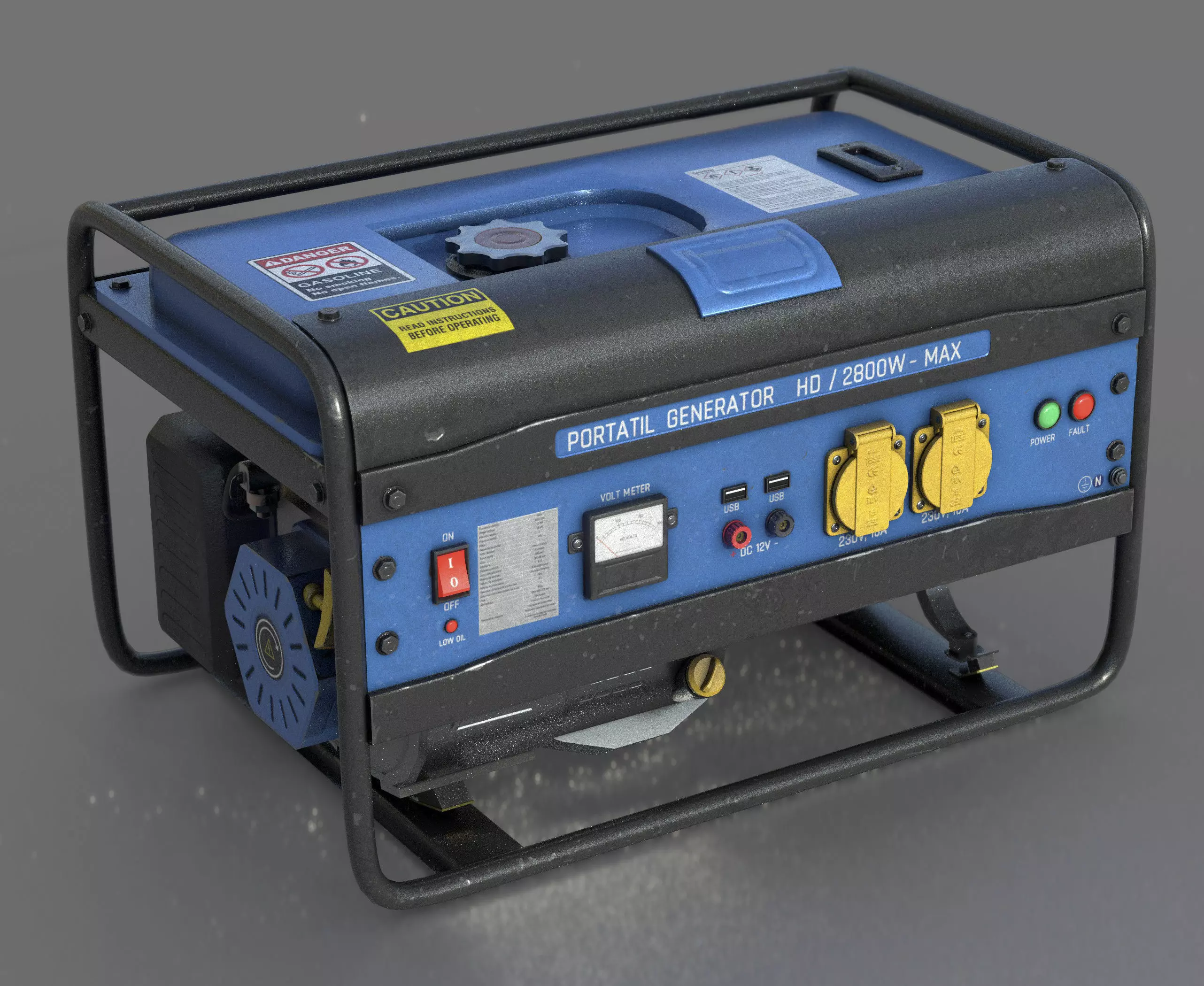 Electric Generator Low-poly 3D model_0