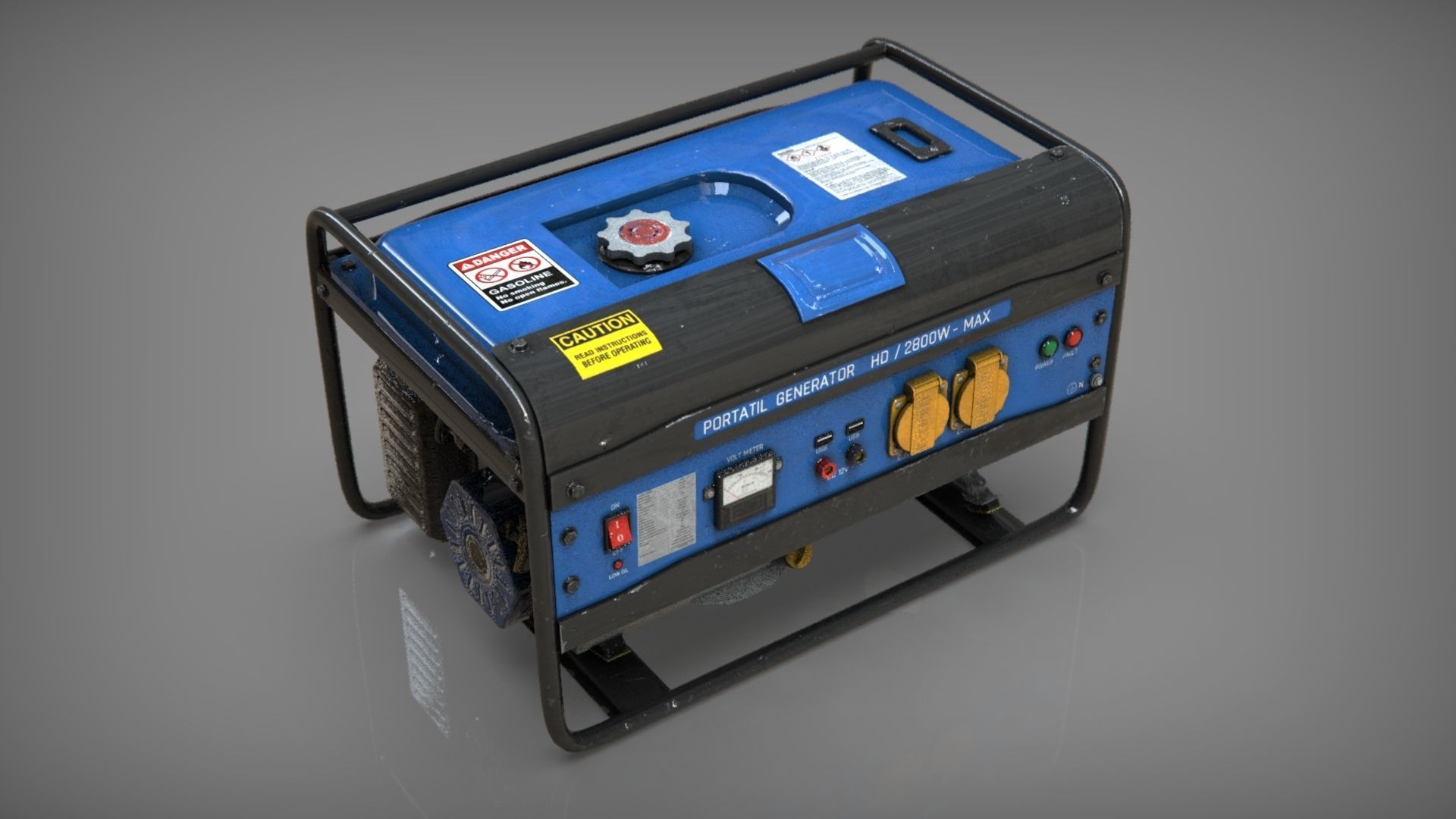Electric Generator Low-poly 3D model_12