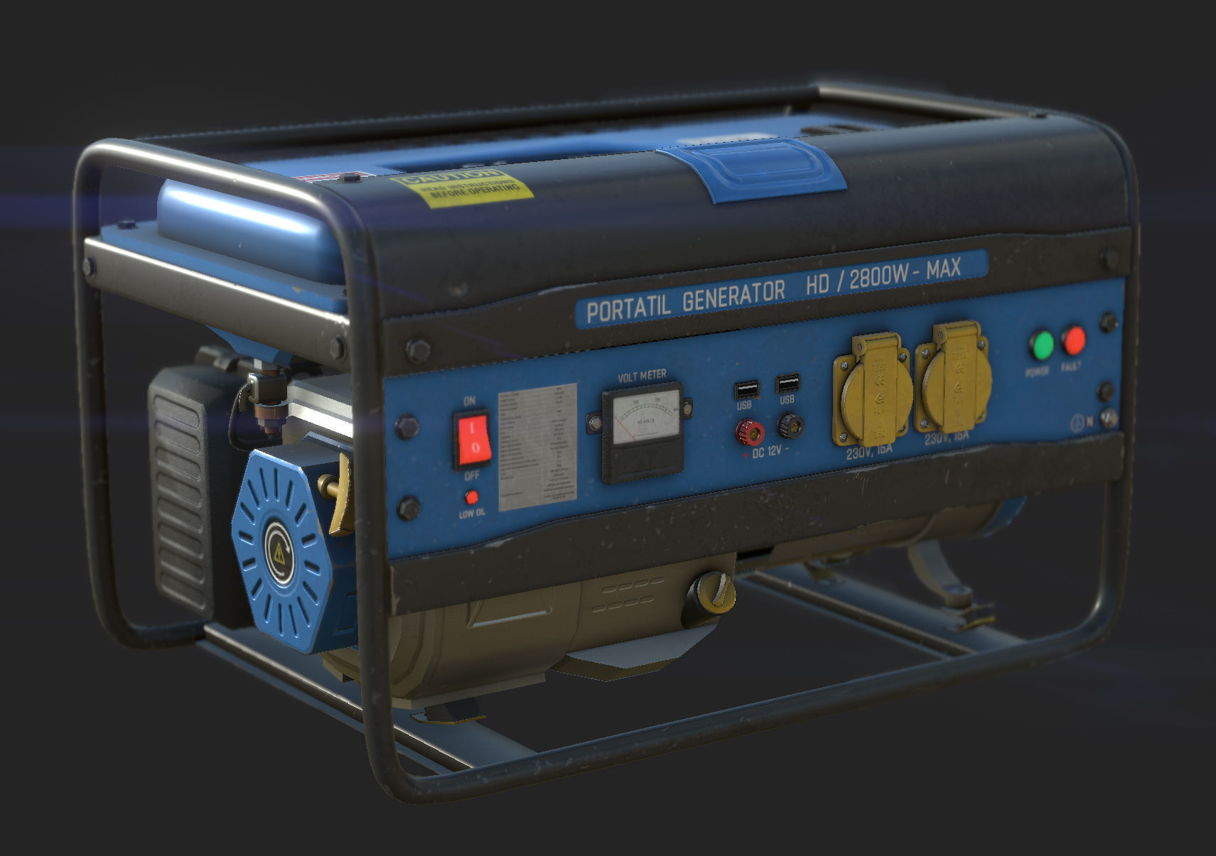 Electric Generator Low-poly 3D model_2