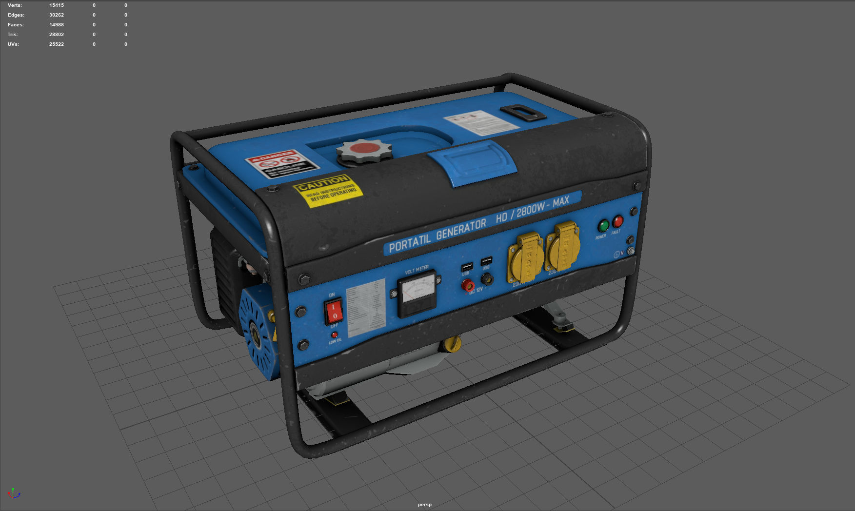 Electric Generator Low-poly 3D model_3