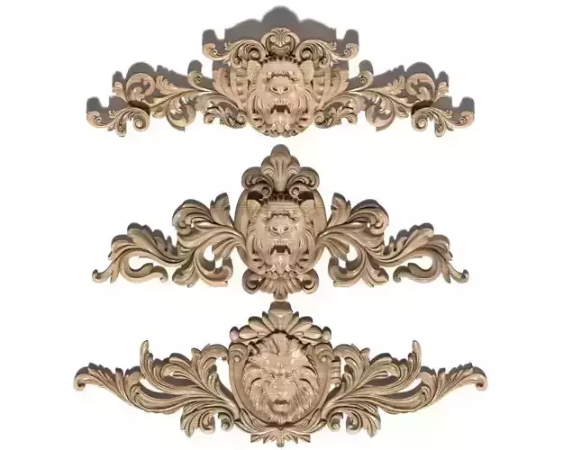 Cartouche-022 ornate wood carvings - 3D model