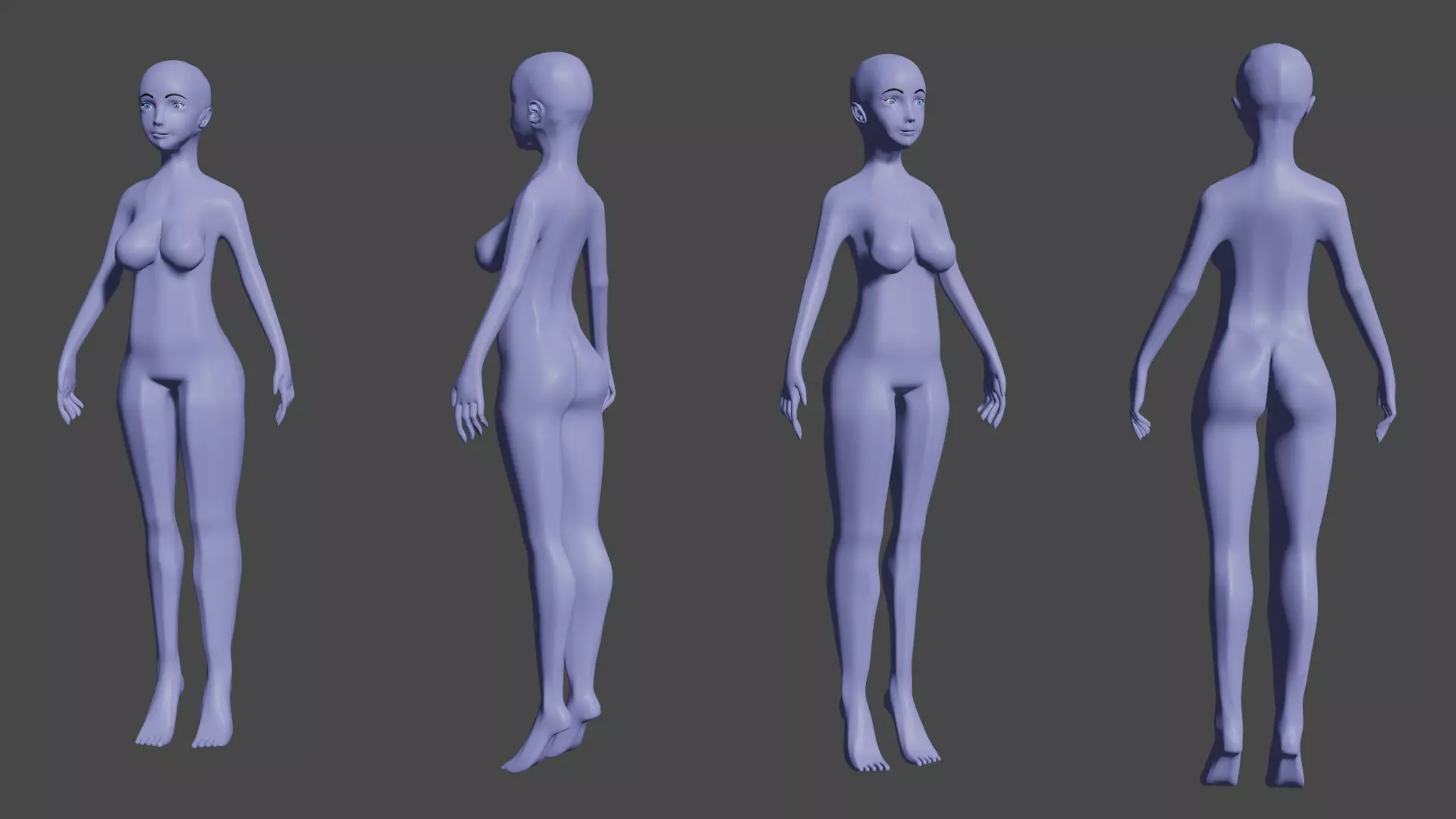 Female base mesh Free 3D model_0