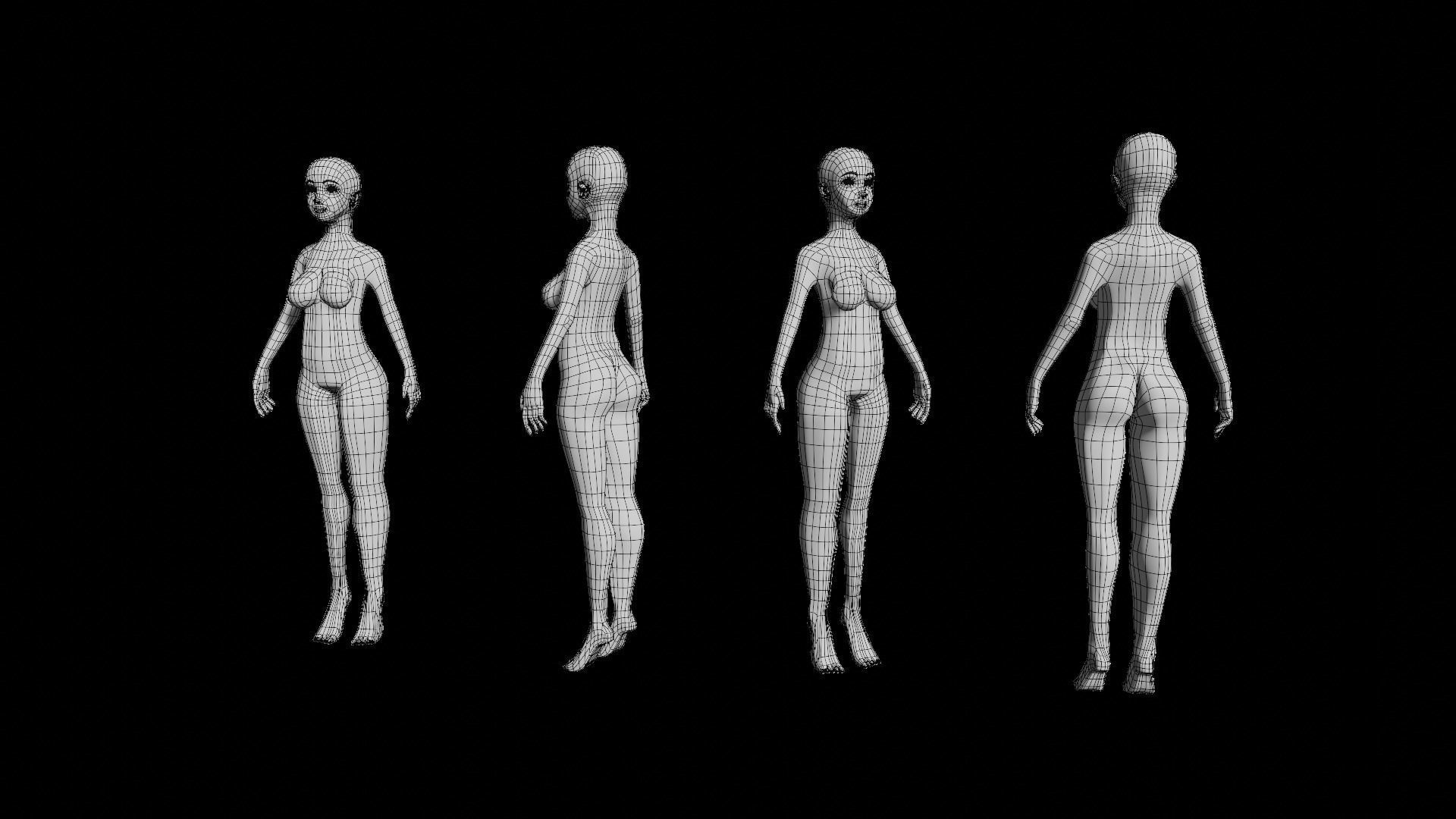 Female base mesh Free 3D model_1
