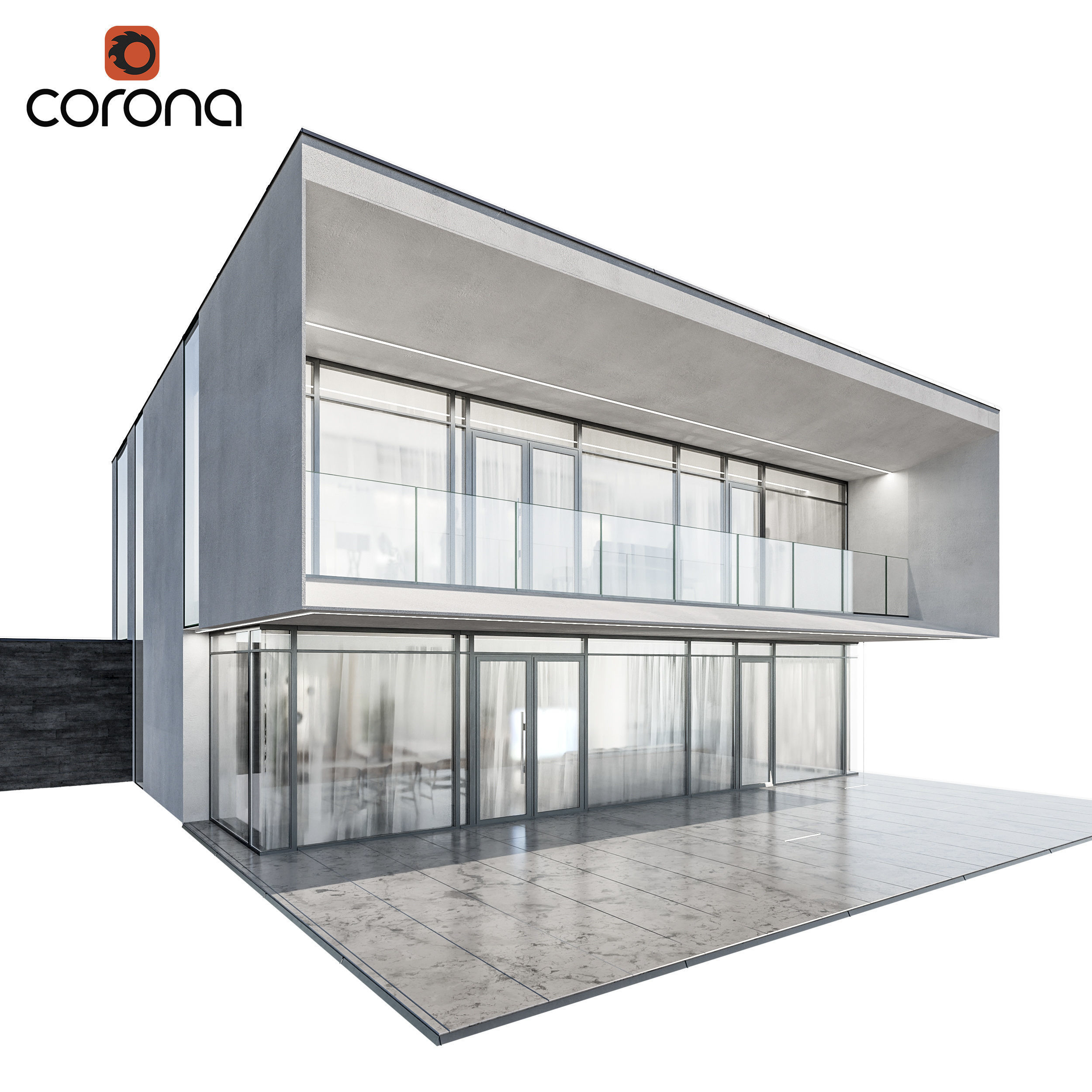 Modern house 12 - night 3D model_2