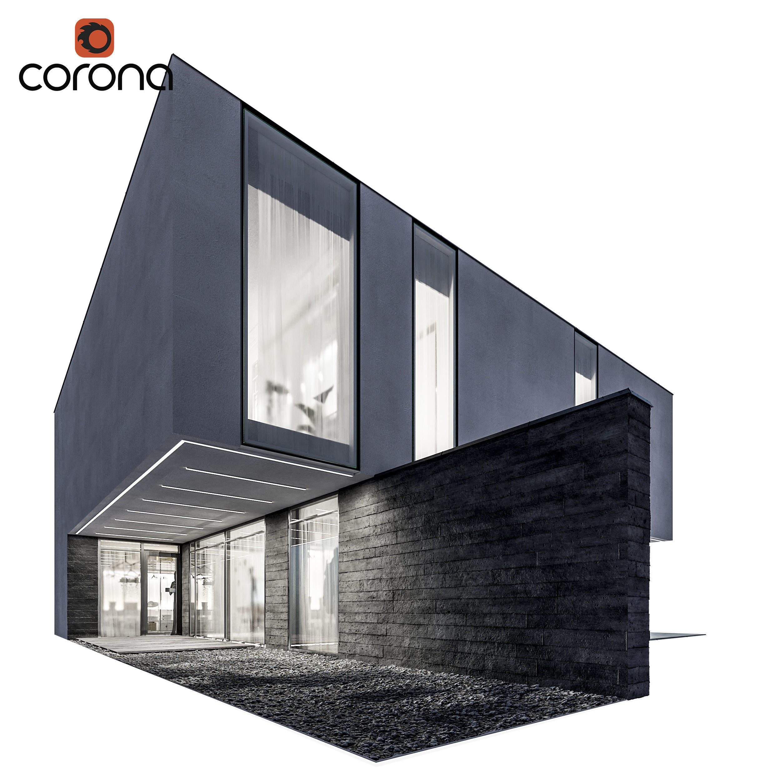 Modern house 12 - night 3D model_1