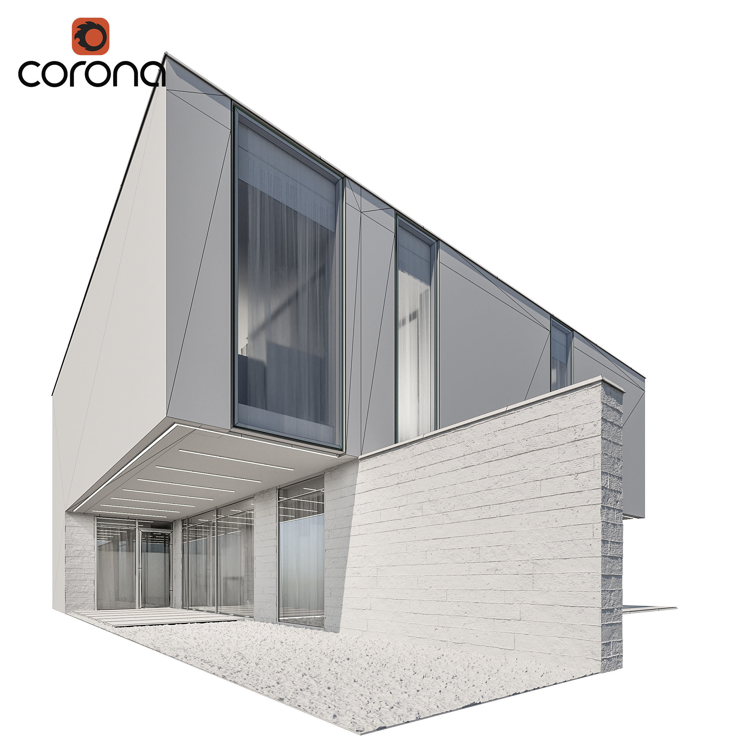Modern house 12 - night 3D model_4