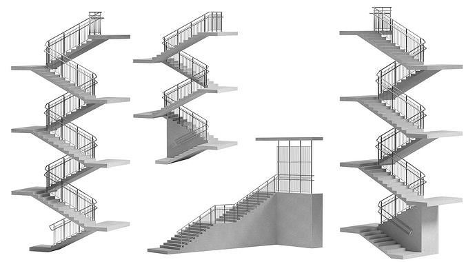 Stairs set of 3D model