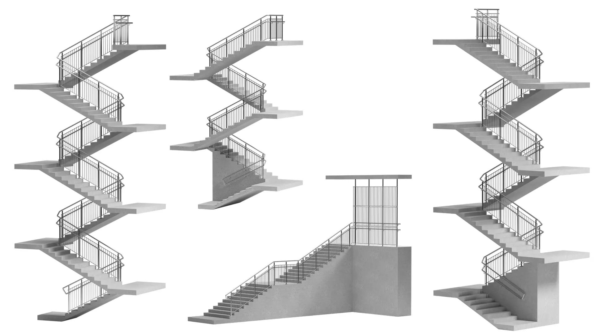 Stairs set of 3D model_0