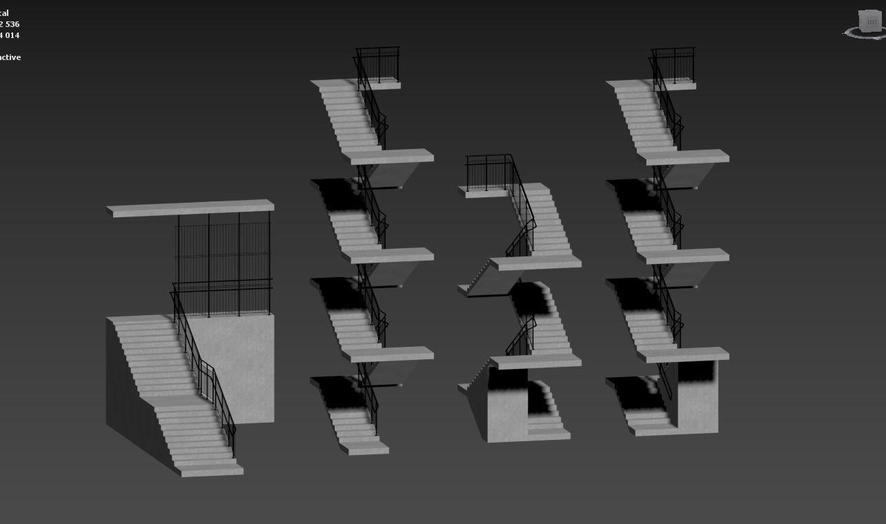 Stairs set of 3D model_10