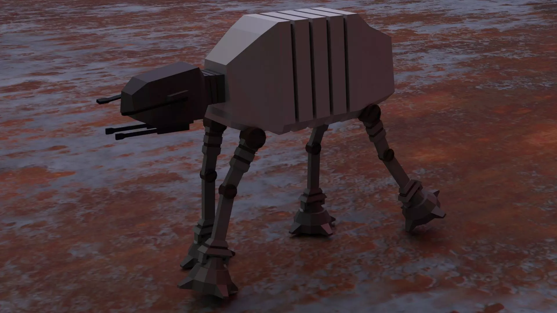 Robot low poly full rigged blender Low-poly 3D model_0