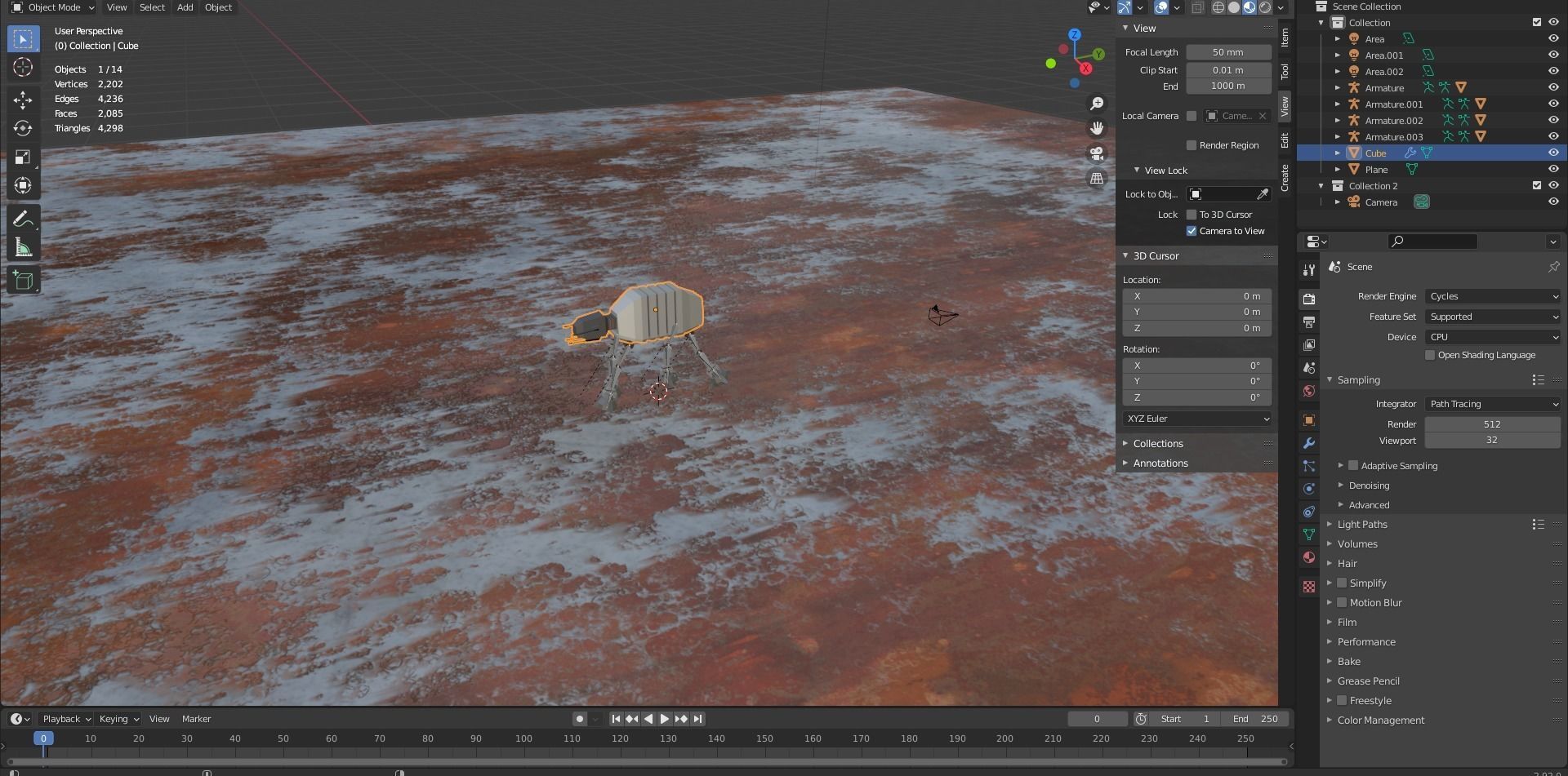 Robot low poly full rigged blender Low-poly 3D model_6