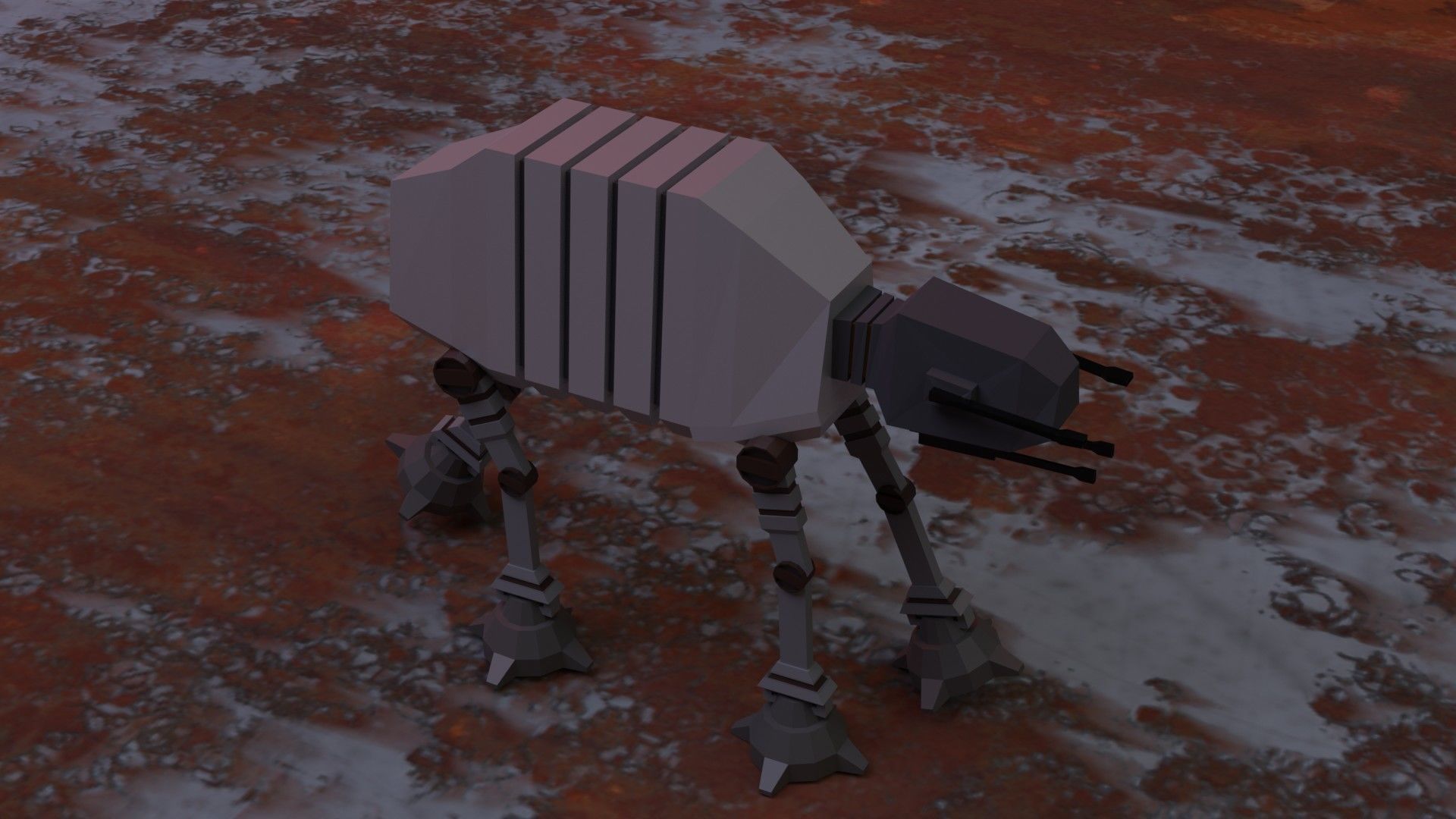 Robot low poly full rigged blender Low-poly 3D model_2