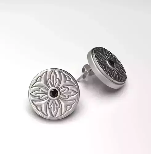 Flower Decor Stud Earrings 002