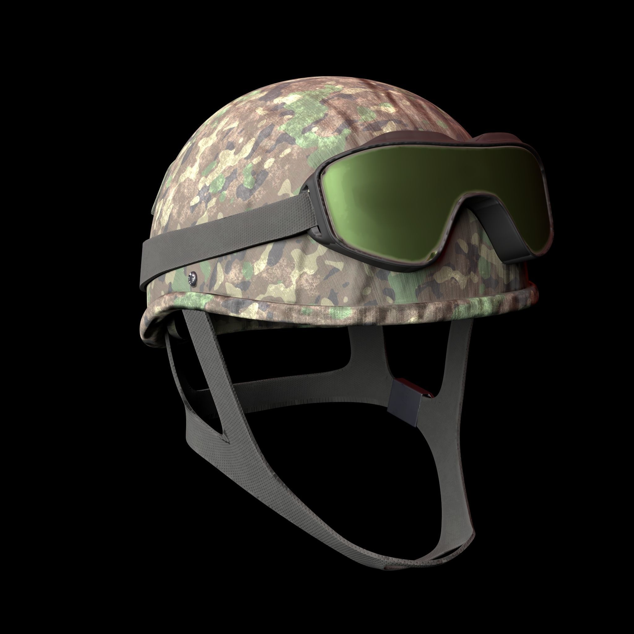 MILITARY Game Ready  Tactical Helmet with Visor Glasses Low-poly Low-poly 3D model_1