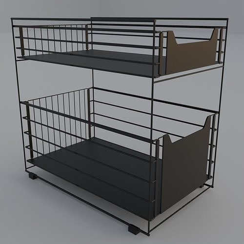 Organizer metal shelf with two shelves 3D model