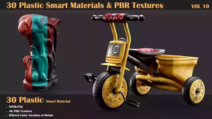 30 Plastic Smart Materials -  PBR Textures - VOL 10