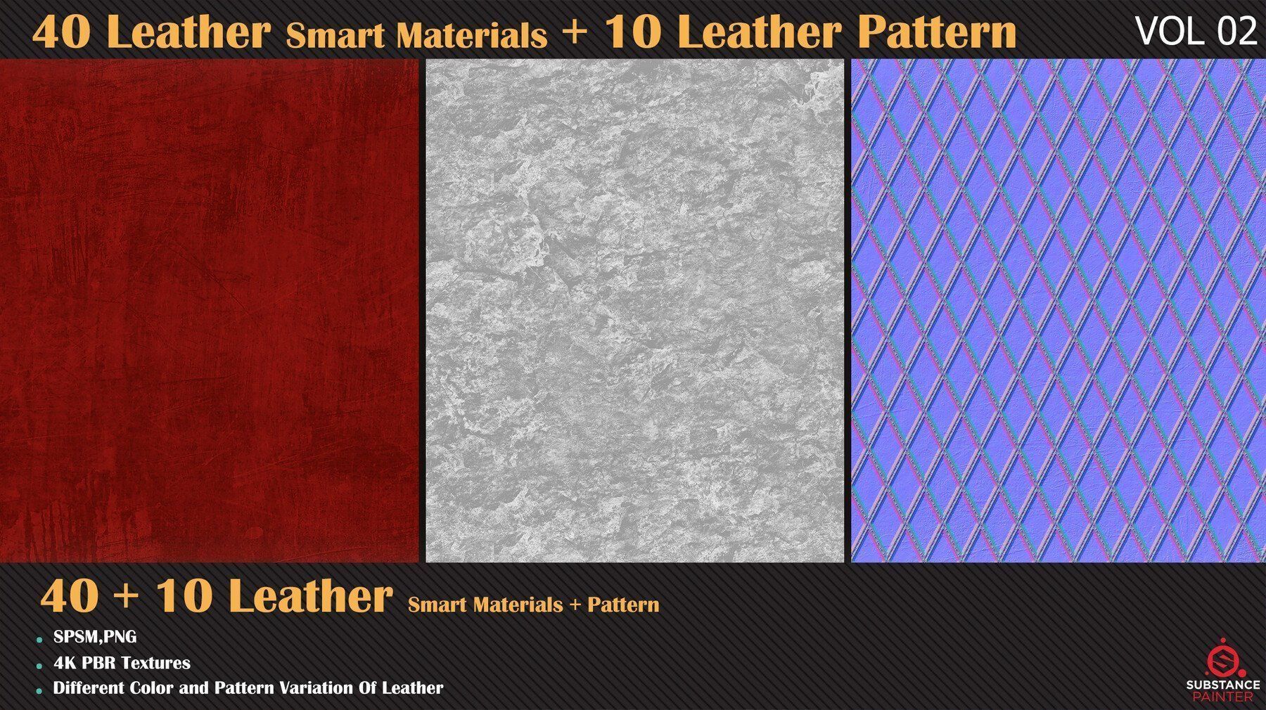 40 Leather Smart Materials - 10 Leather Patterns - VOL 06 Texture_7