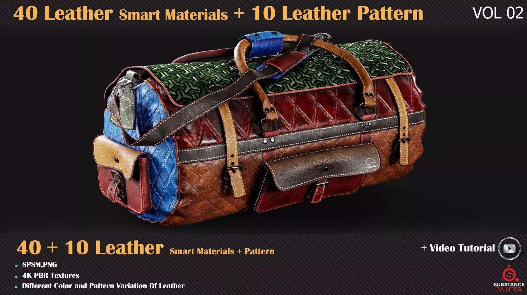 40 Leather Smart Materials - 10 Leather Patterns - VOL 06 Texture_0