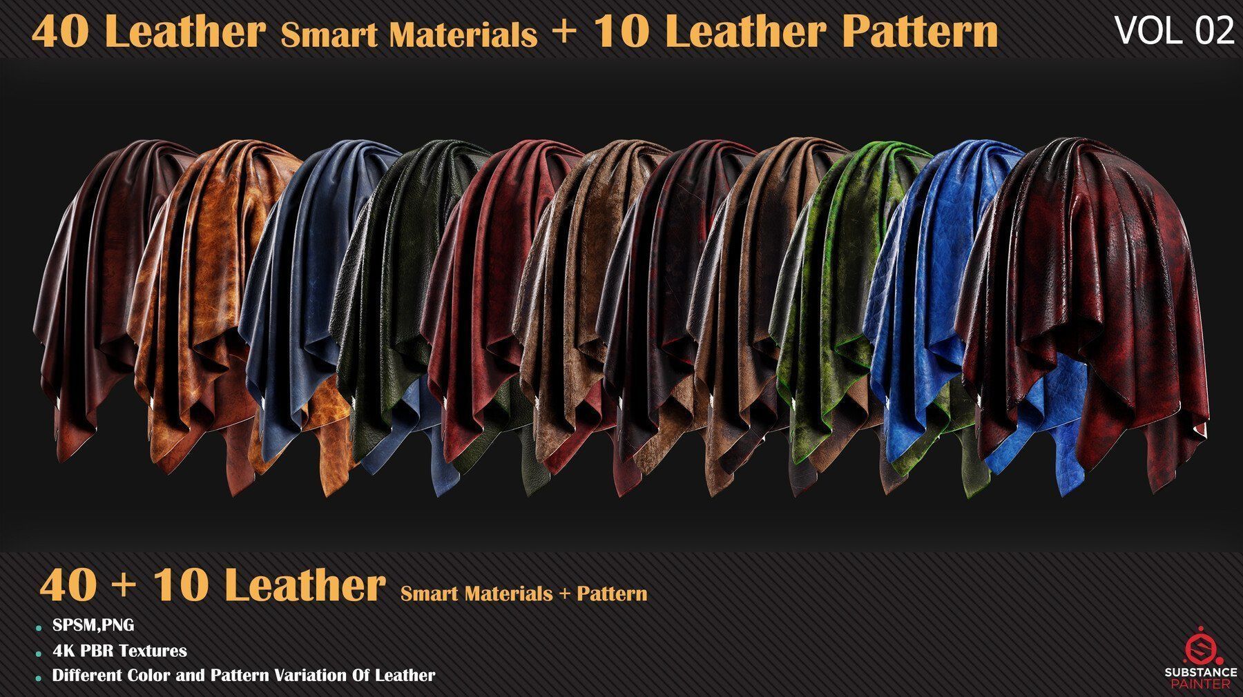 40 Leather Smart Materials - 10 Leather Patterns - VOL 06 Texture_5