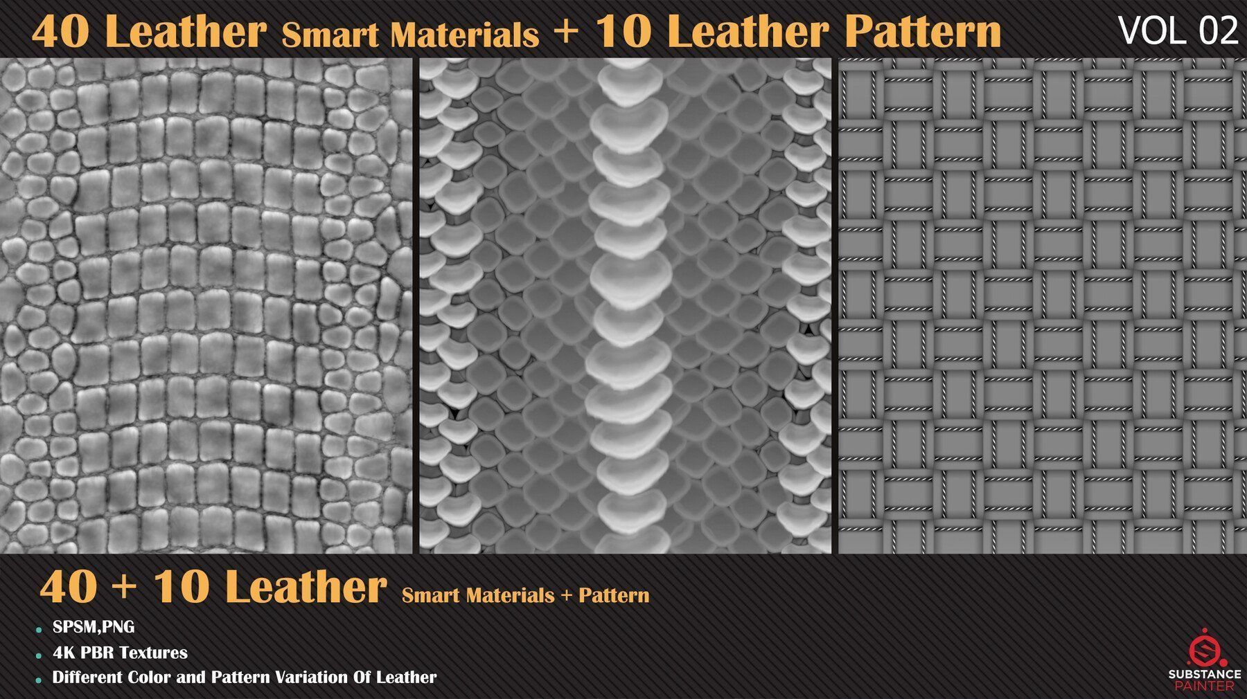 40 Leather Smart Materials - 10 Leather Patterns - VOL 06 Texture_8