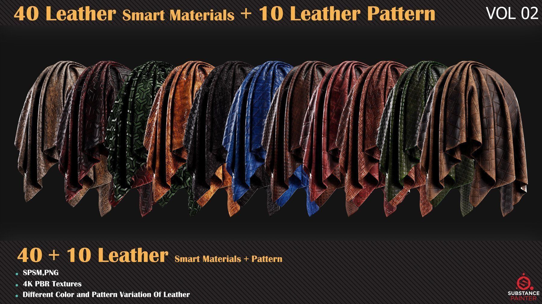 40 Leather Smart Materials - 10 Leather Patterns - VOL 06 Texture_6