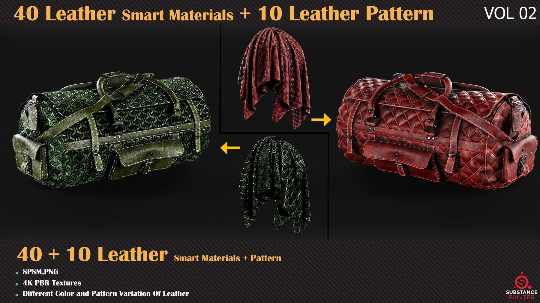 40 Leather Smart Materials - 10 Leather Patterns - VOL 06 Texture_3