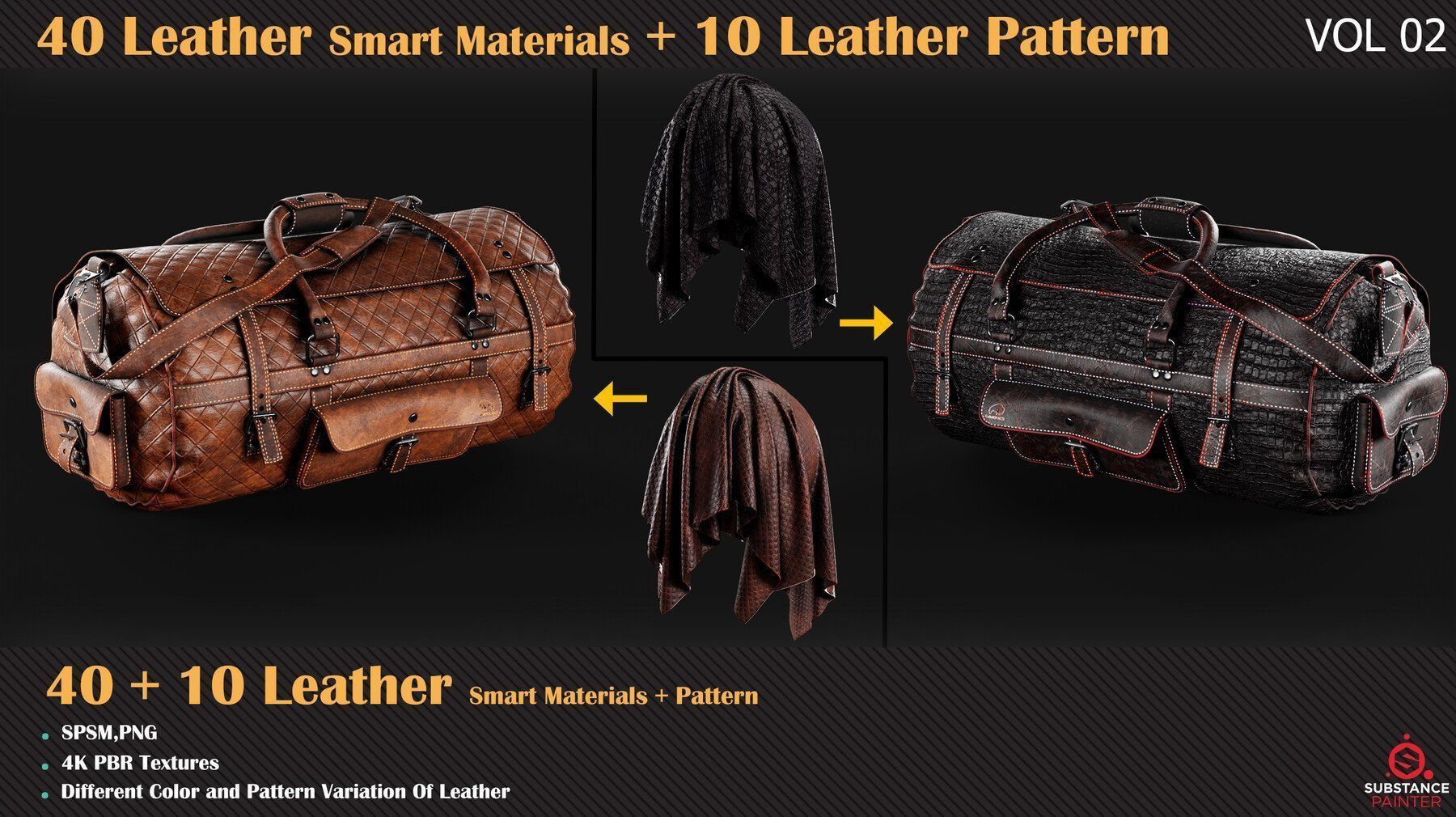40 Leather Smart Materials - 10 Leather Patterns - VOL 06 Texture_4