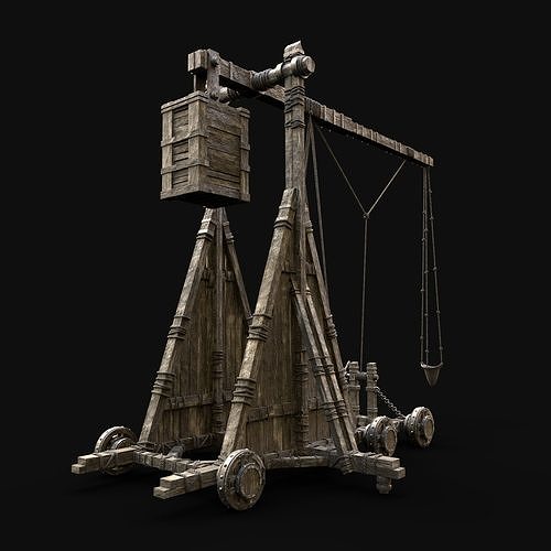 TREBUCHET CONSTRUCTION WAR MACHINE MEDIEVAL SIEGE ENGINE BATTLE Low-poly 3D model