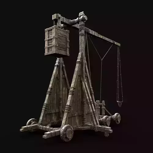 TREBUCHET CONSTRUCTION WAR MACHINE MEDIEVAL SIEGE ENGINE BATTLE Low-poly 3D model