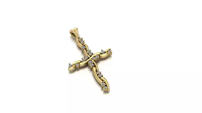 Cross gold pendant with diamonds