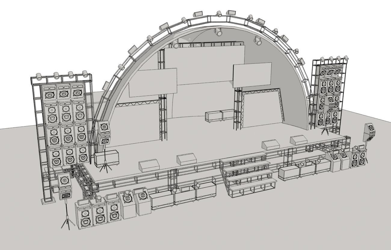 Concert scene Low-poly 3D model_3