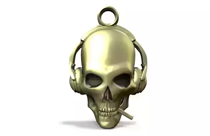 skull with headphones pendant