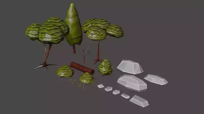 Stylized Low poly environment collection game ready asset pack