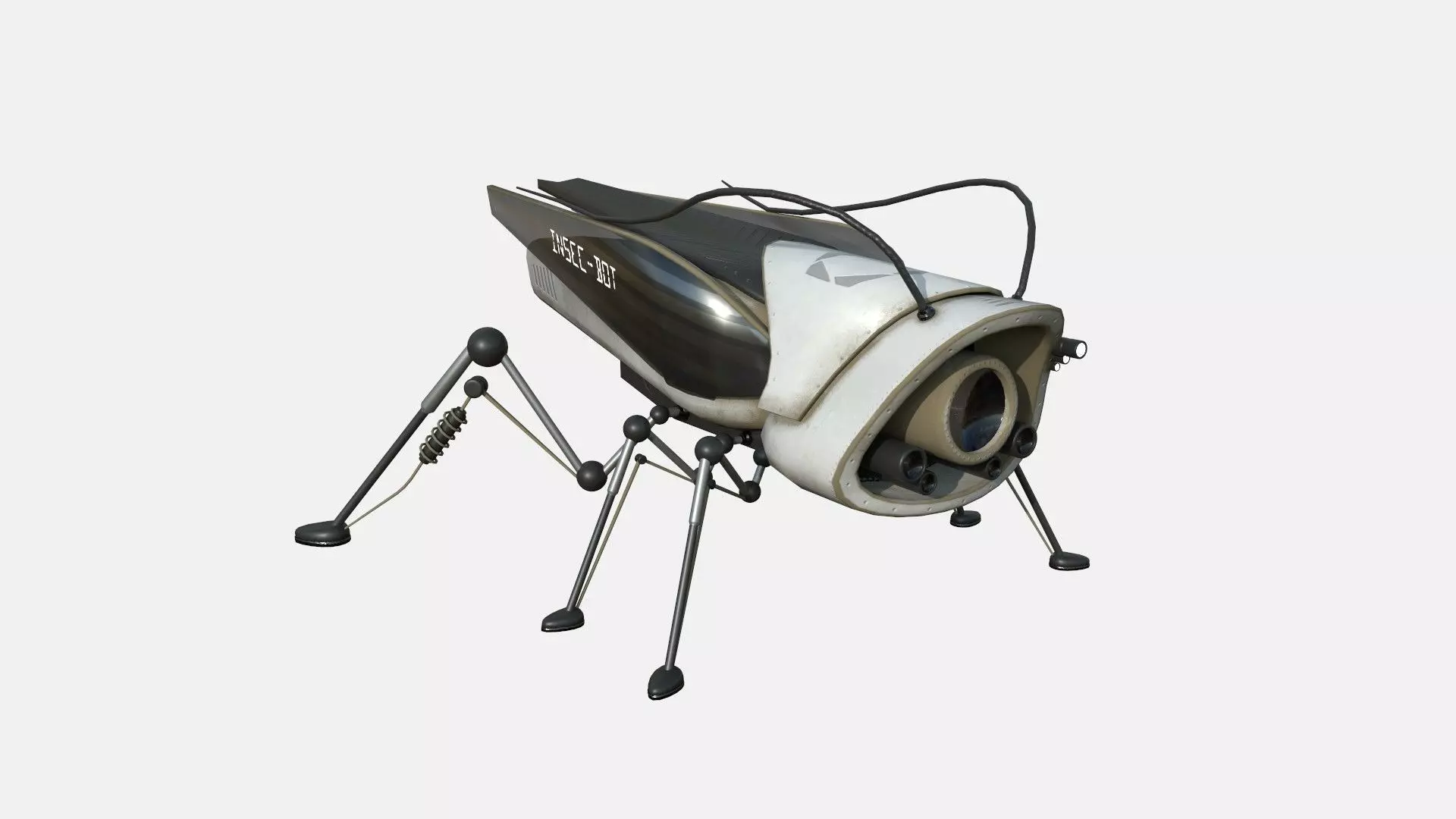 Insect Robot F07 White Black - SciFi Character Design Low-poly 3D model_0