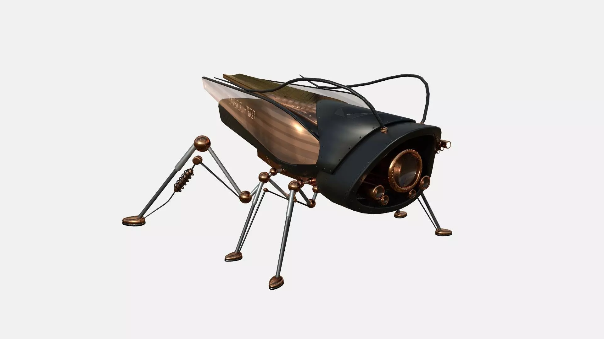 Insect Robot F08 Black Copper - SciFi Character Design Low-poly 3D model_0
