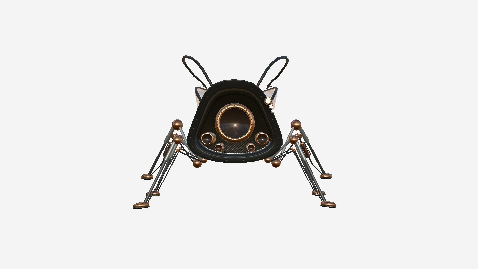 Insect Robot F08 Black Copper - SciFi Character Design Low-poly 3D model_4