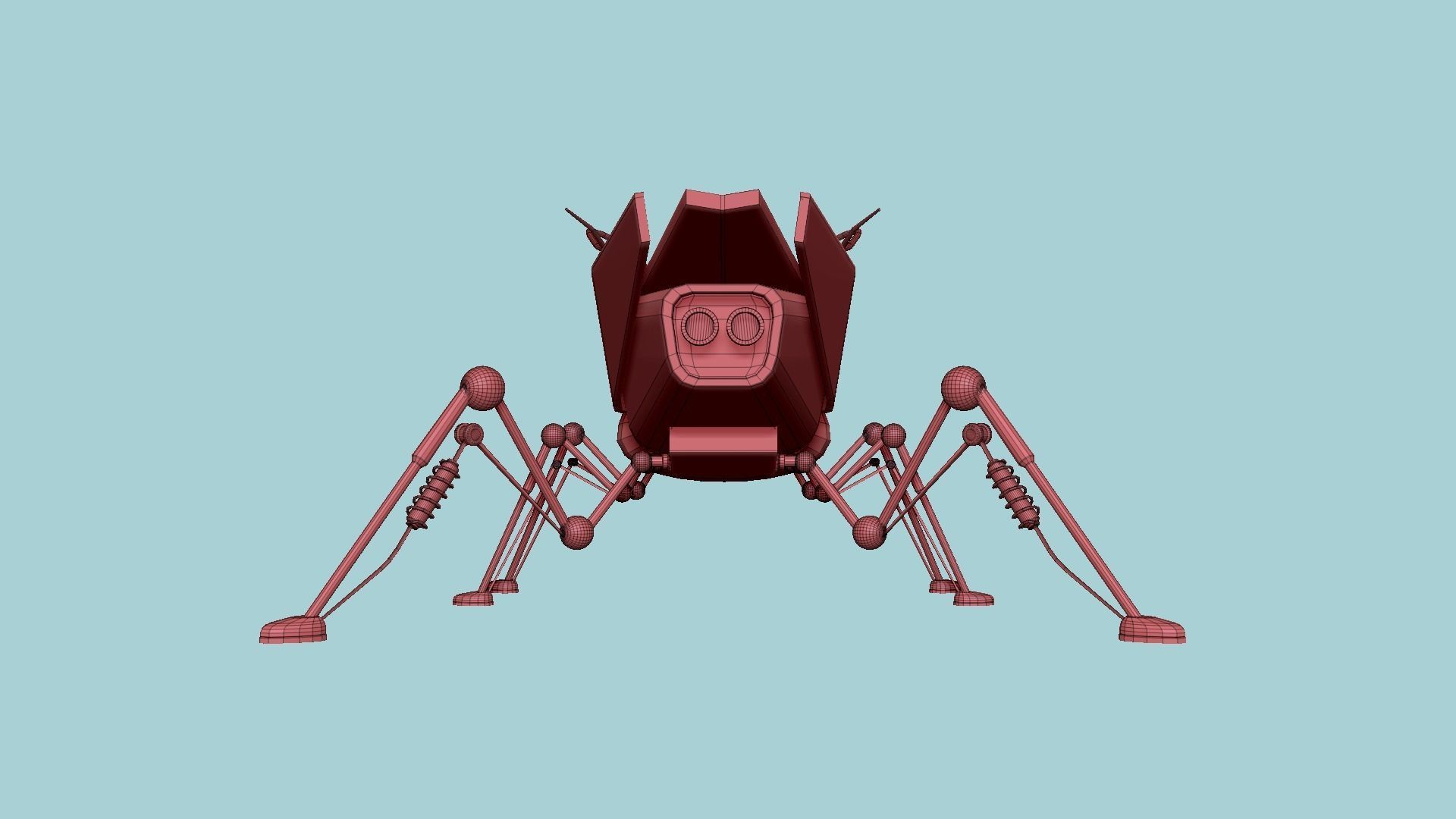 Insect Robot F09 Golden - SciFi Character Design Low-poly 3D model_15