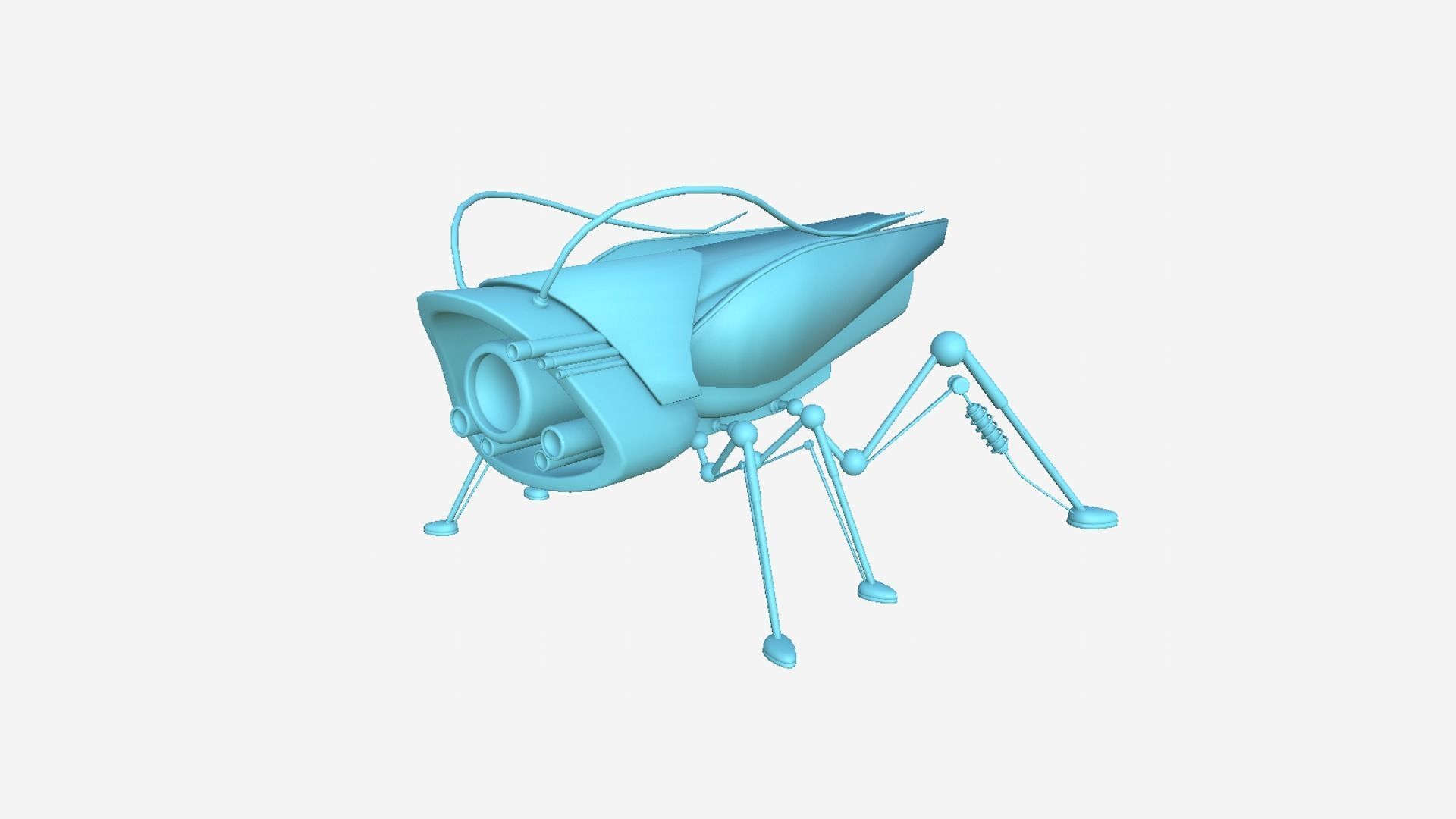 Insect Robot F09 Golden - SciFi Character Design Low-poly 3D model_7