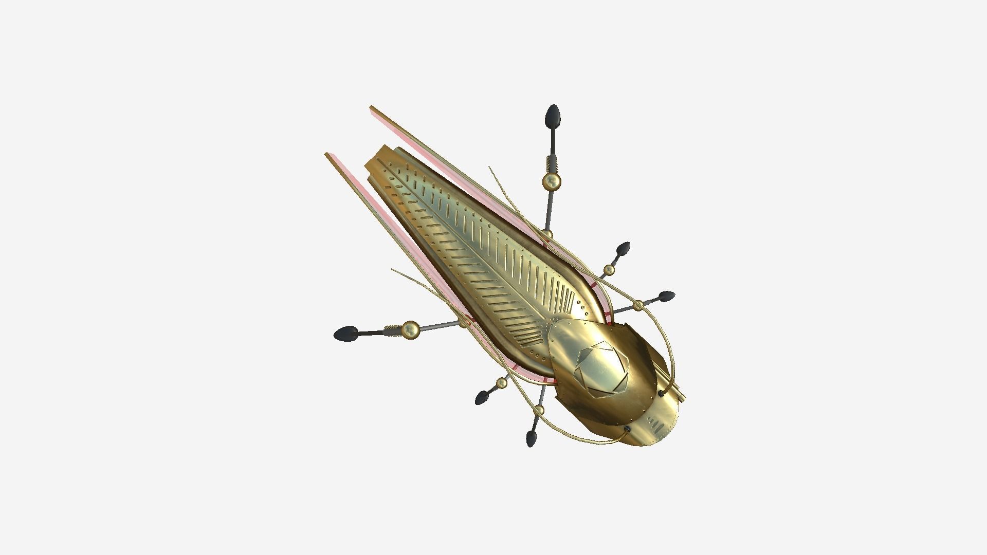 Insect Robot F09 Golden - SciFi Character Design Low-poly 3D model_2