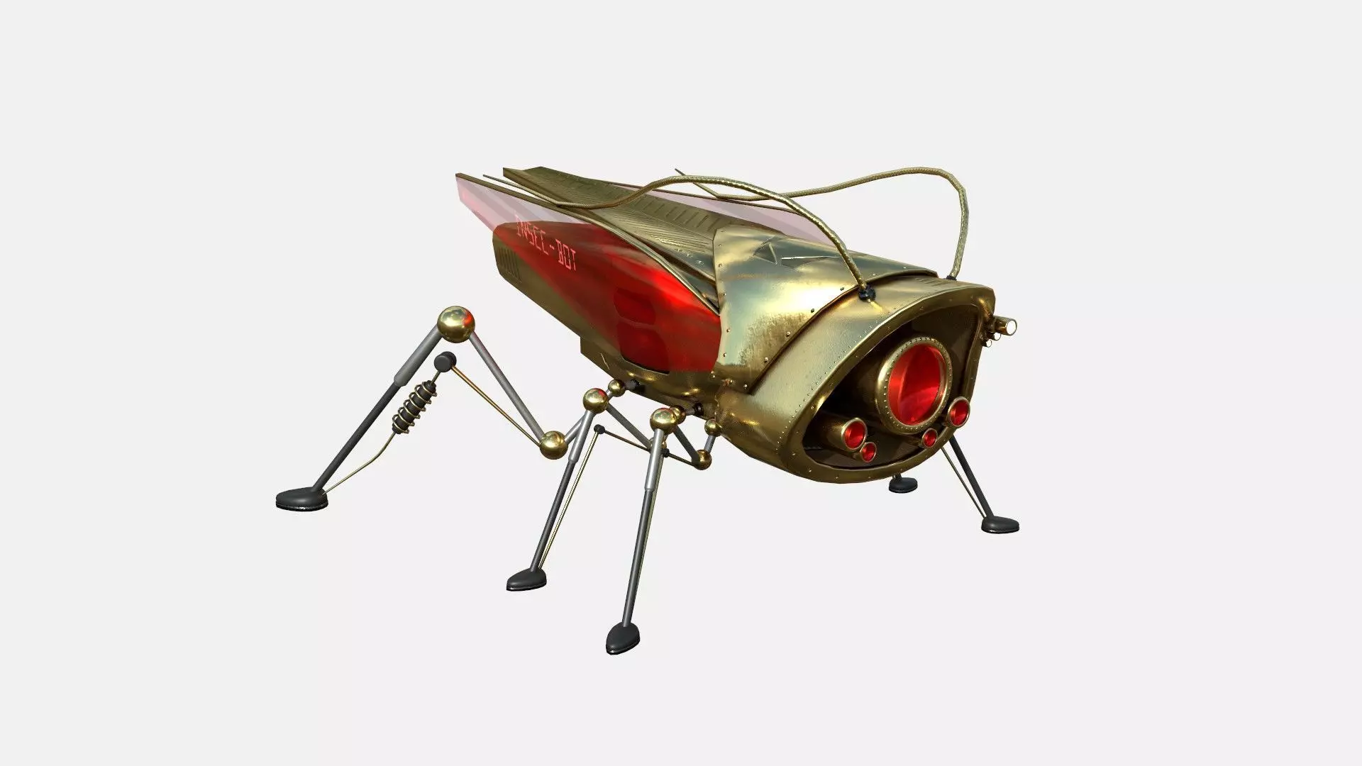 Insect Robot F09 Golden - SciFi Character Design Low-poly 3D model_0