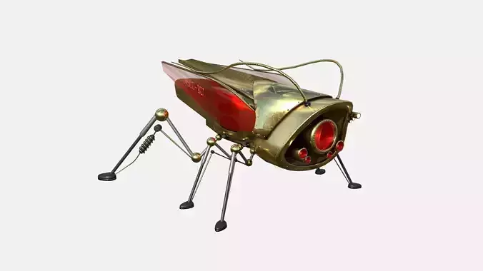 Insect Robot F09 Golden - SciFi Character Design Low-poly 3D model