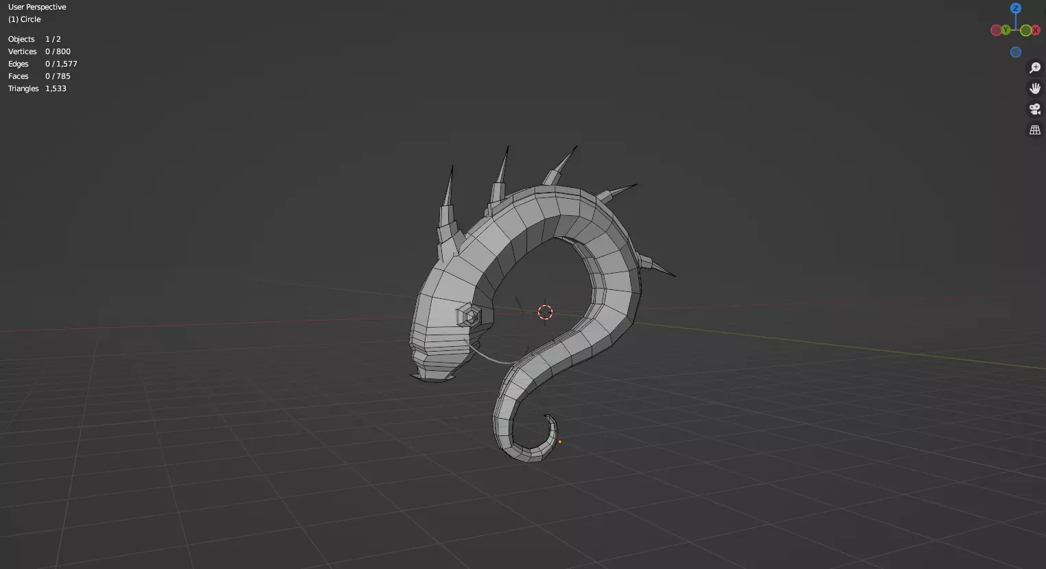Low Poly Fantasy Eel Creature Model Low-poly 3D model_0