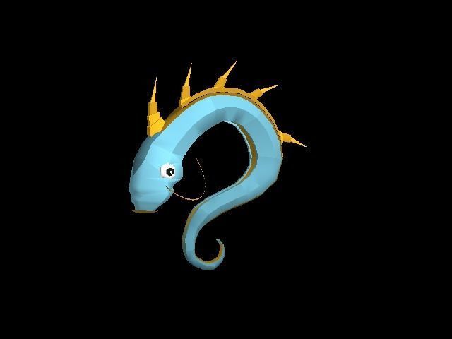 Low Poly Fantasy Eel Creature Model Low-poly 3D model_2