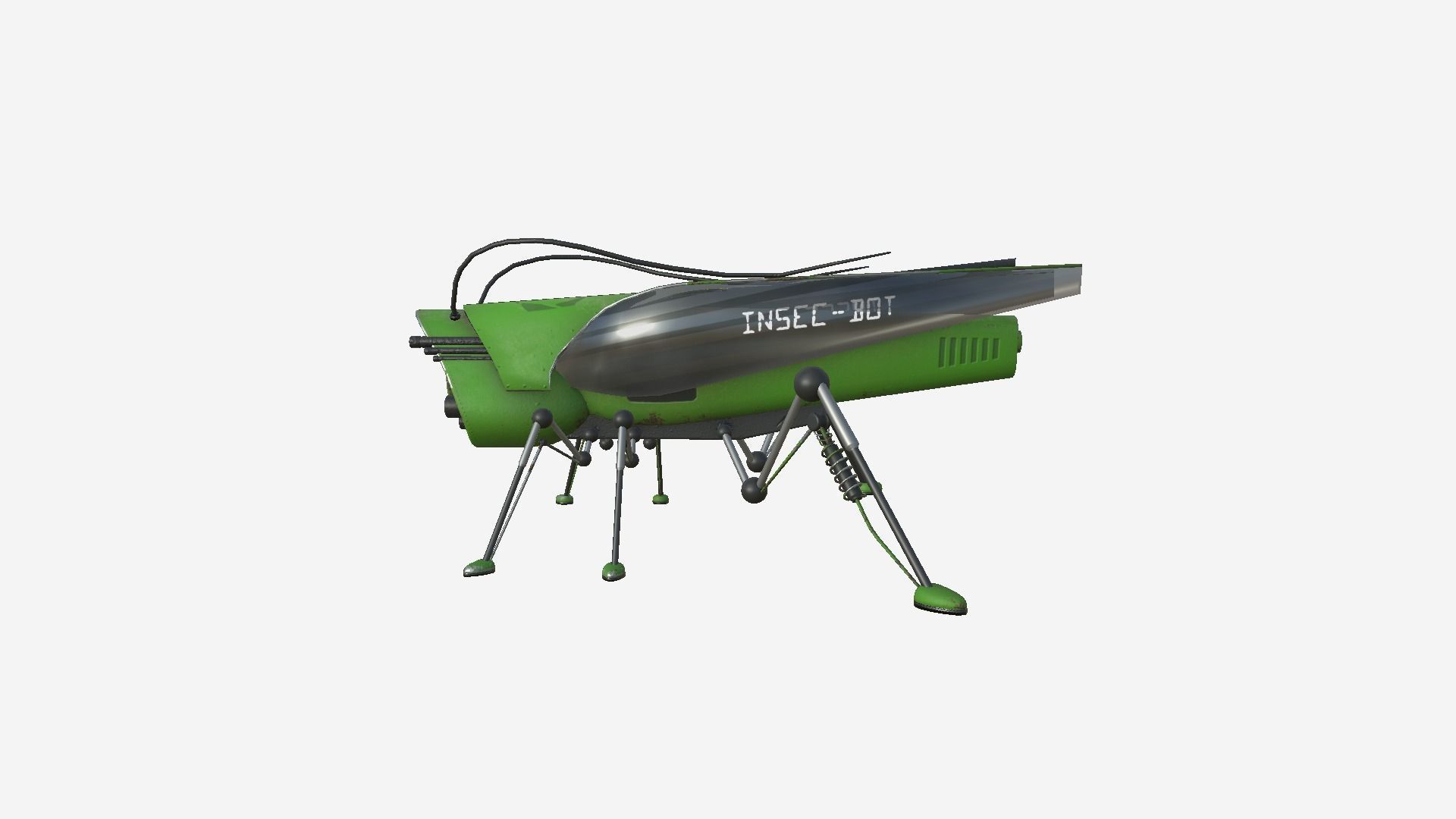 Insect Robot F10 Green - SciFi Character Design Low-poly 3D model_1