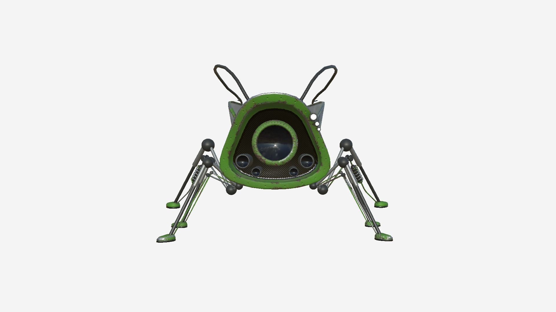 Insect Robot F10 Green - SciFi Character Design Low-poly 3D model_4
